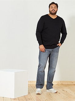 Pullover leggero collo a V taglie forti - Kiabi