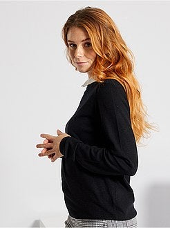 Pullover leggero con colletto claudine - Kiabi
