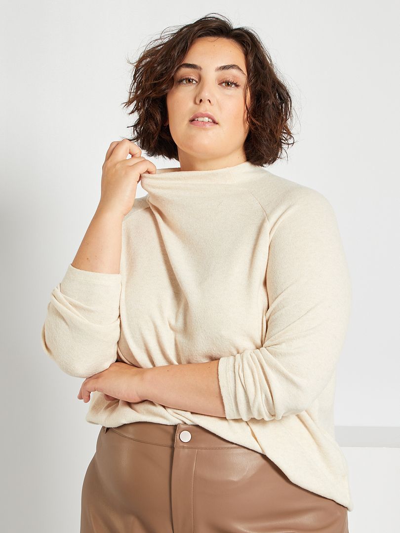 Pullover leggero in maglia morbida BEIGE - Kiabi
