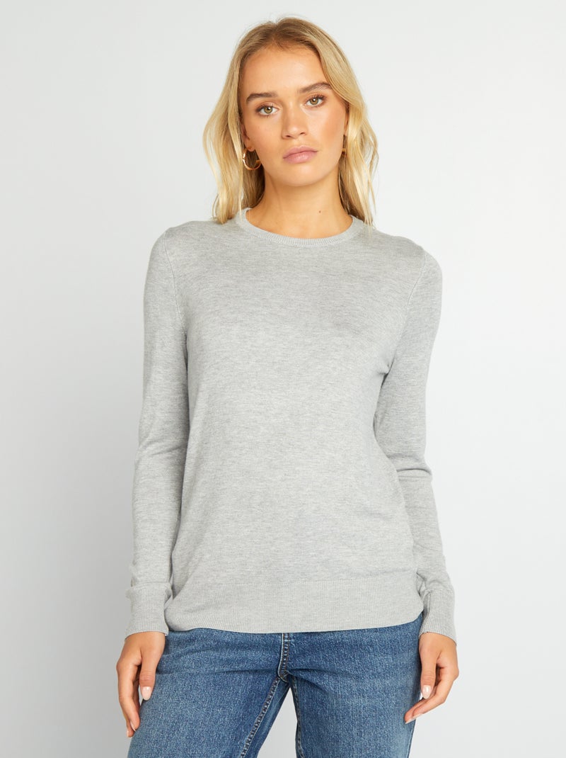 Pullover maniche lunghe maglia leggera GRIGIO - Kiabi