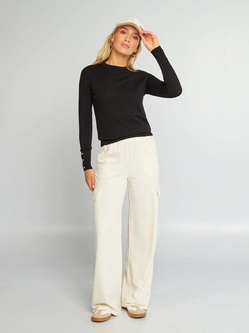 Pullover maniche lunghe maglia leggera nero - Kiabi
