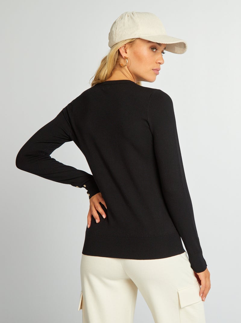 Pullover maniche lunghe maglia leggera nero - Kiabi