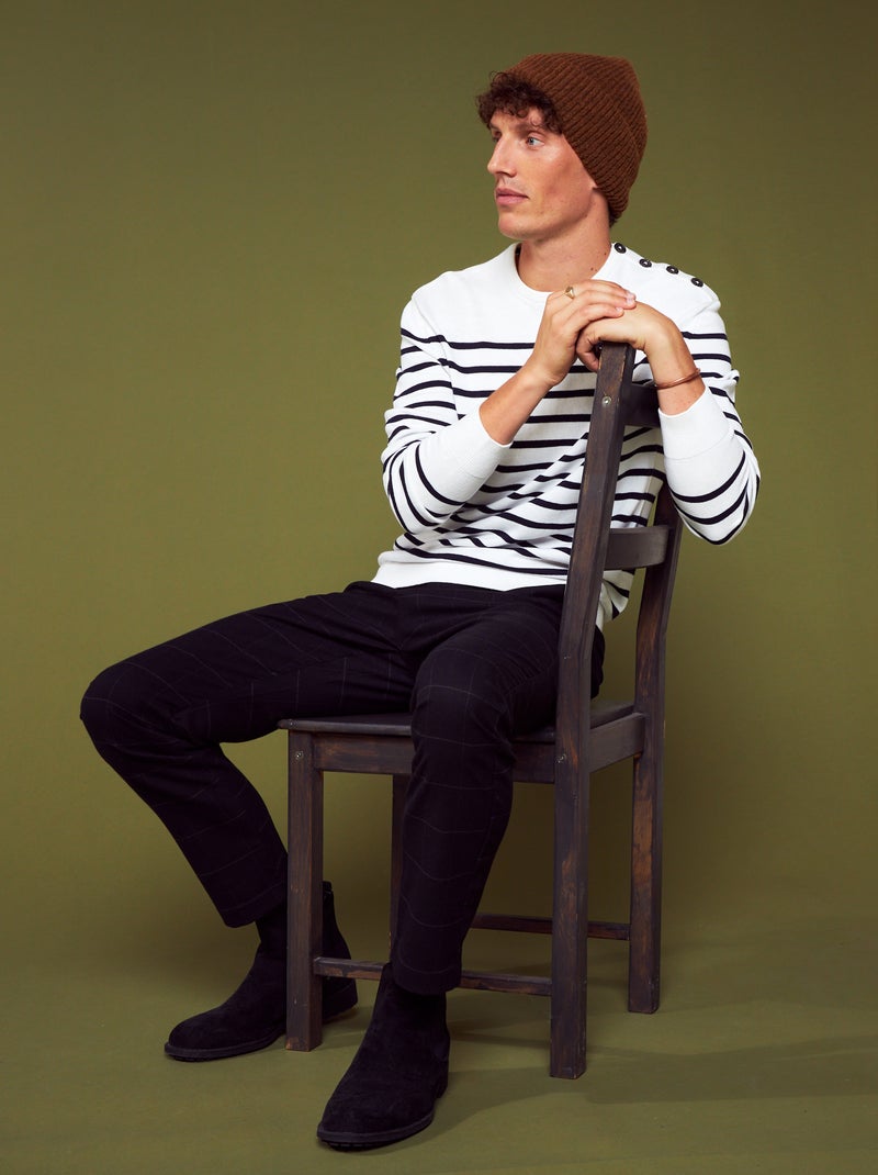Pullover marinière con scollo tondo BIANCO - Kiabi