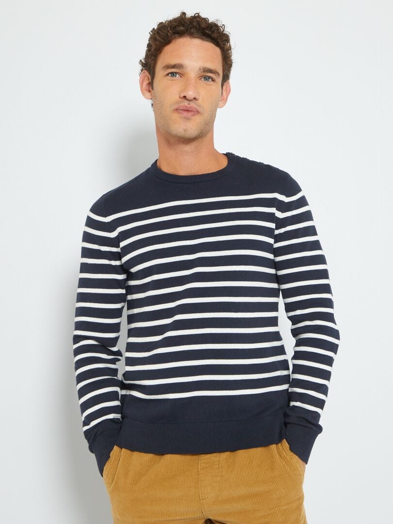 Pullover marinière con scollo tondo BLU - Kiabi