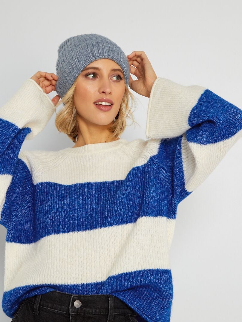 Pullover marinière in maglia tricot BLU - Kiabi