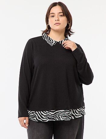 Pullover 'Only Carmakoma' effetto 2 in 1 camicia