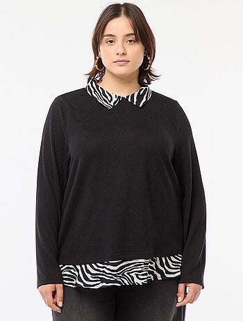 Pullover 'Only Carmakoma' effetto 2 in 1 camicia
