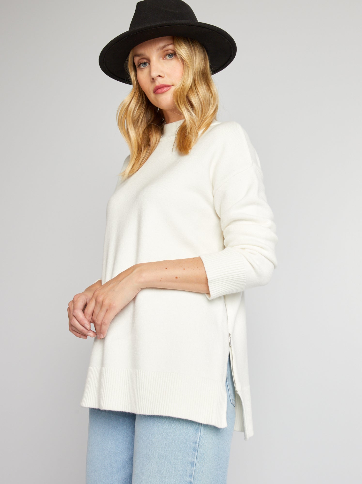 Felpa oversize da donna a maniche lunghe con slogan e