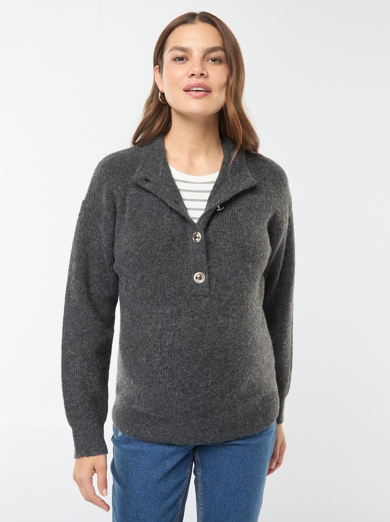 Pullover per l'allattamento con apertura con bottoni Grigio - Kiabi