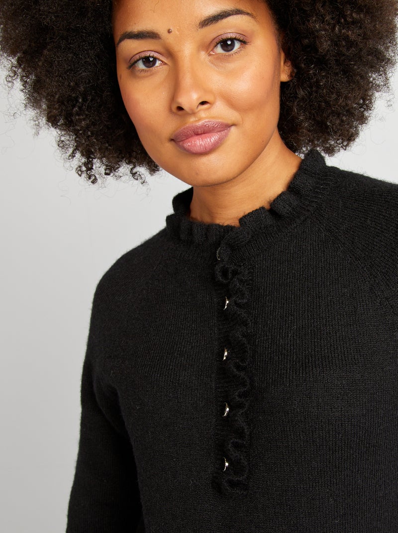 Pullover per l'allattamento con bordi smerlati nero - Kiabi