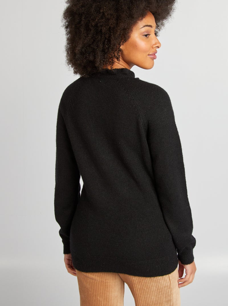 Pullover per l'allattamento con bordi smerlati nero - Kiabi