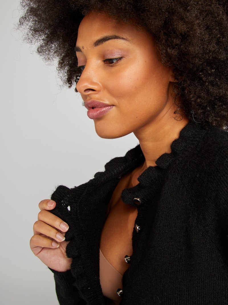 Pullover per l'allattamento con bordi smerlati nero - Kiabi