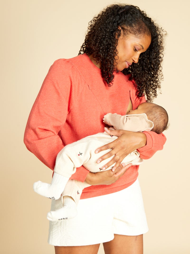 Pullover per l'allattamento rosso lampone - Kiabi
