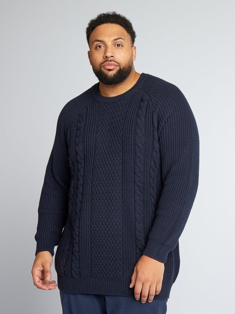 Pullover pesante in maglia con scollo tondo BLU - Kiabi