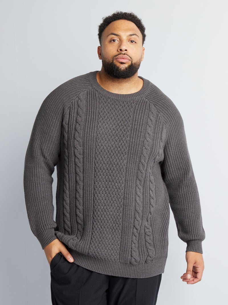 Pullover pesante in maglia con scollo tondo GRIGIO - Kiabi