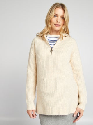 Pullover premaman collo alto con zip