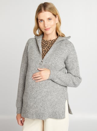 Pullover premaman collo alto con zip