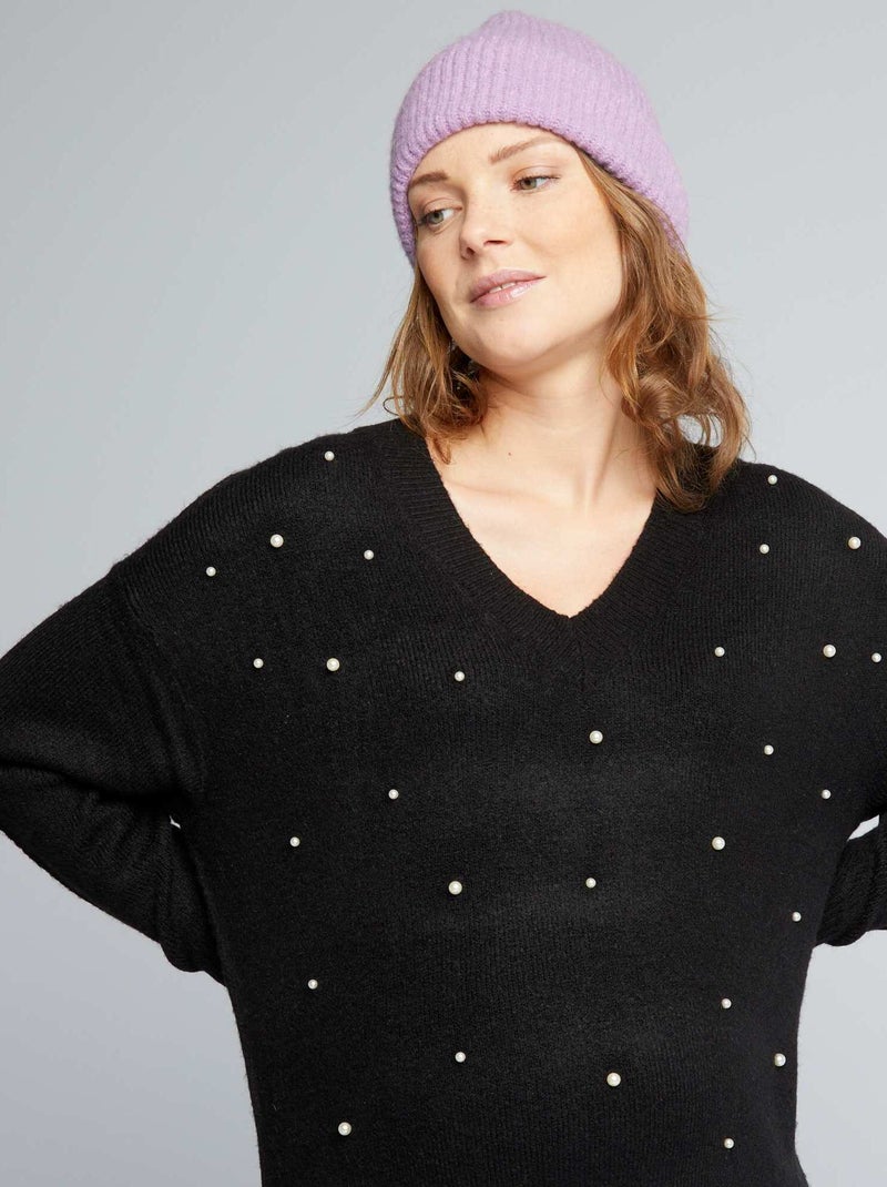 Pullover premaman in maglia tricot e perle nero - Kiabi