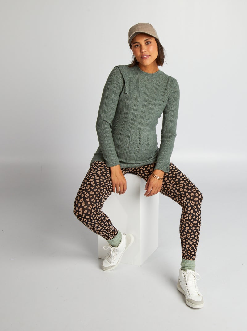 Pullover premaman traforato grigio verde - Kiabi