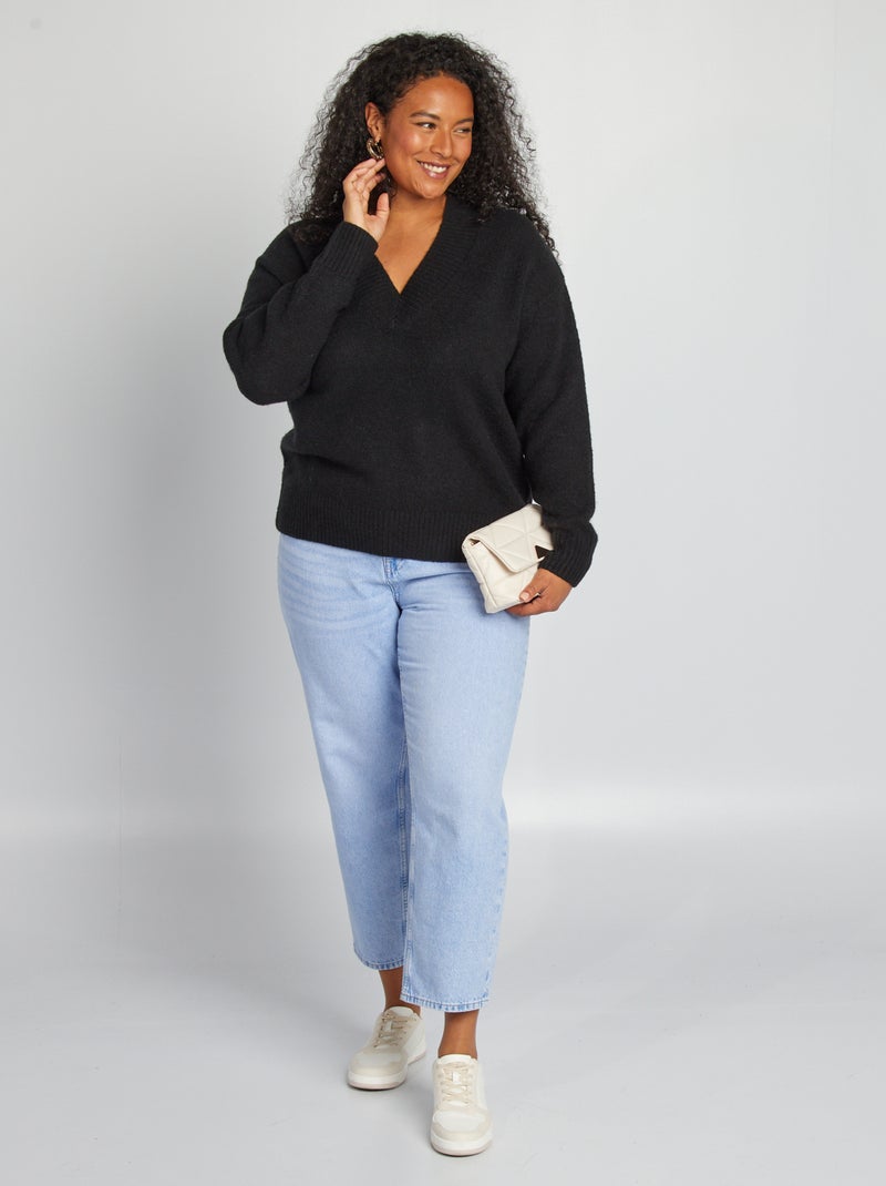 Pullover scollo a V nero - Kiabi