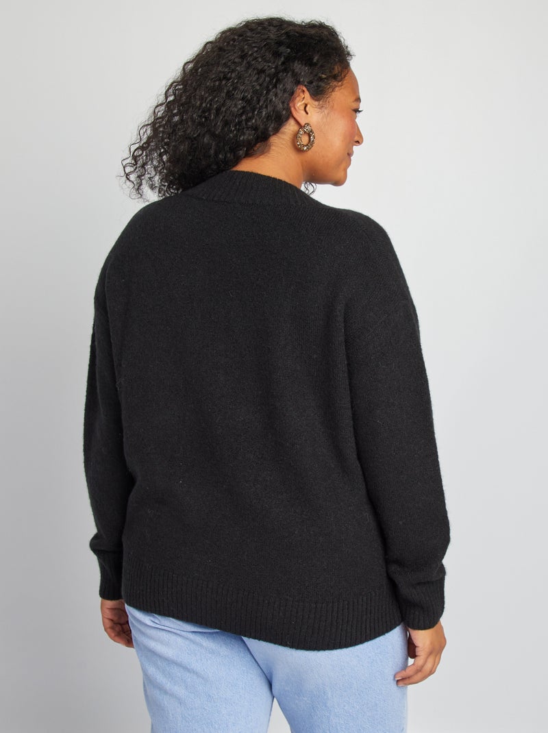 Pullover scollo a V nero - Kiabi