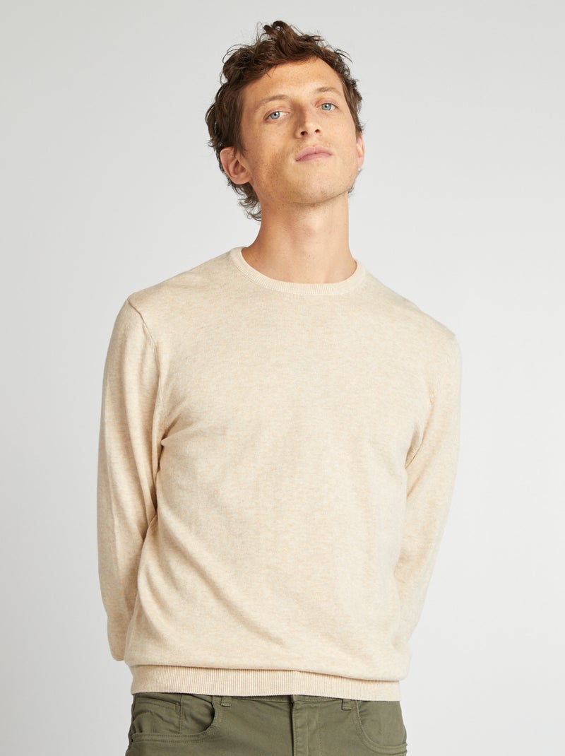 Pullover scollo tondo BEIGE - Kiabi