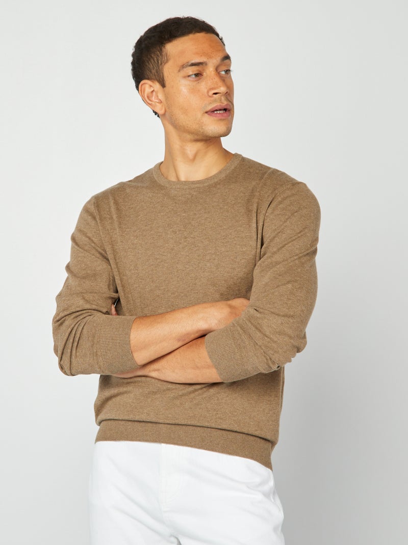 Pullover scollo tondo BEIGE - Kiabi