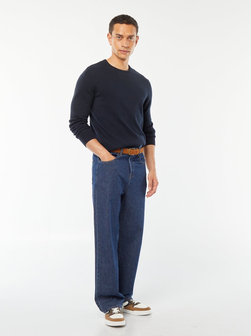 Pullover scollo tondo blu - Kiabi