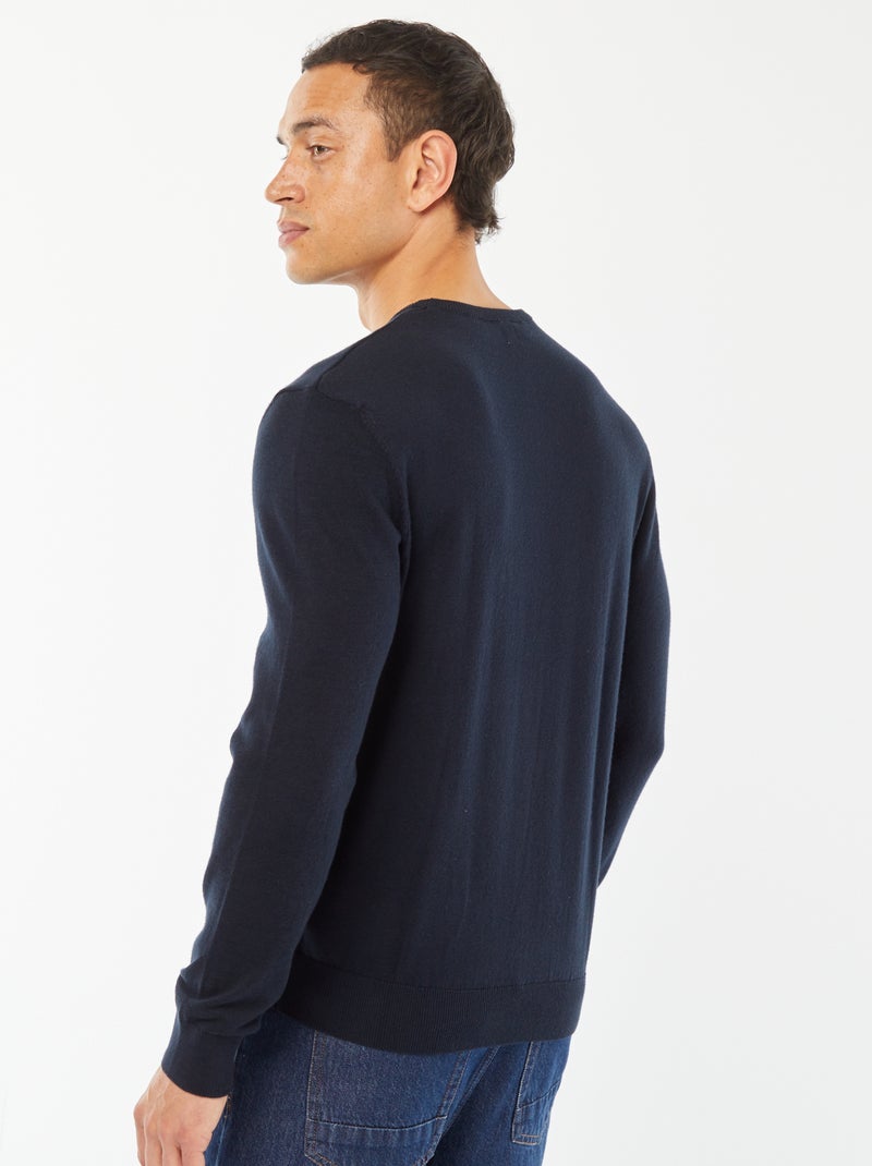 Pullover scollo tondo blu - Kiabi
