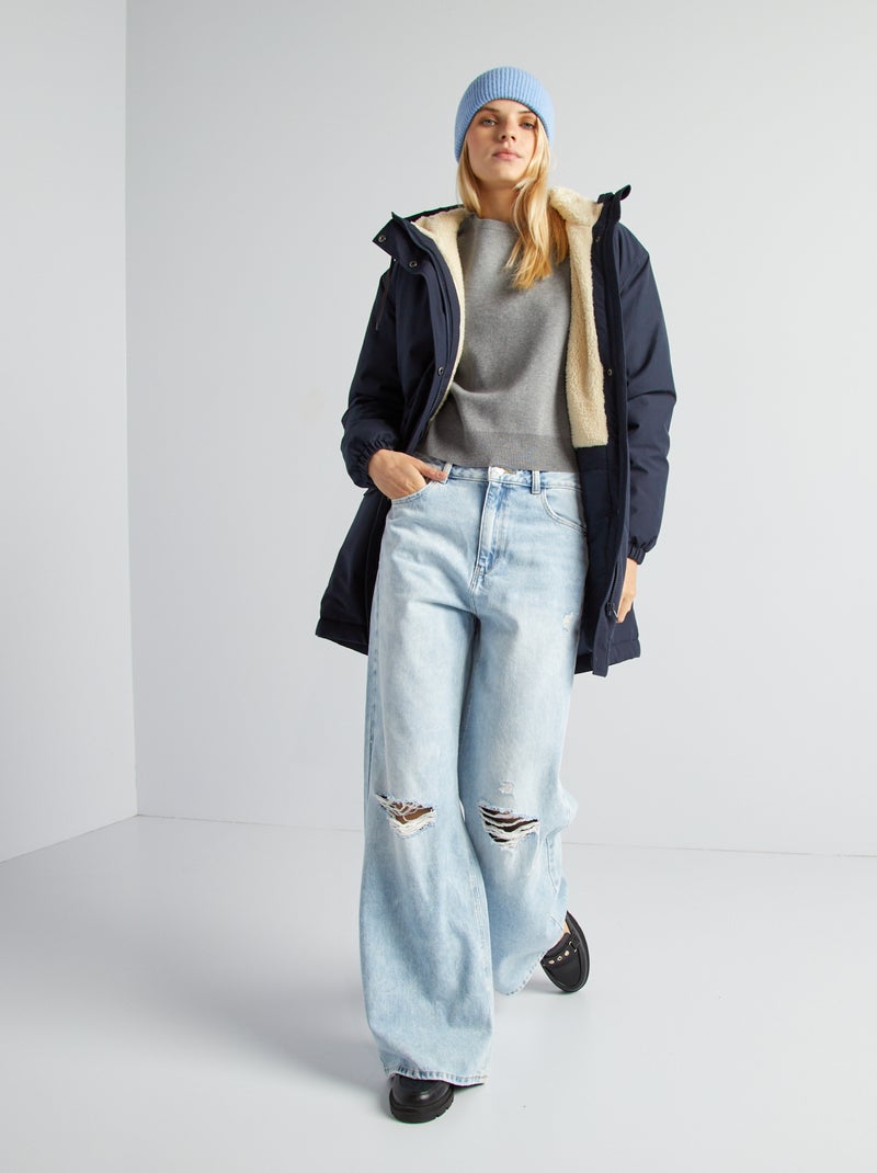 Pullover scollo tondo con bottoni sulle maniche GRIGIO - Kiabi