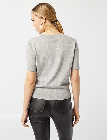 Pullover scollo tondo con maniche corte