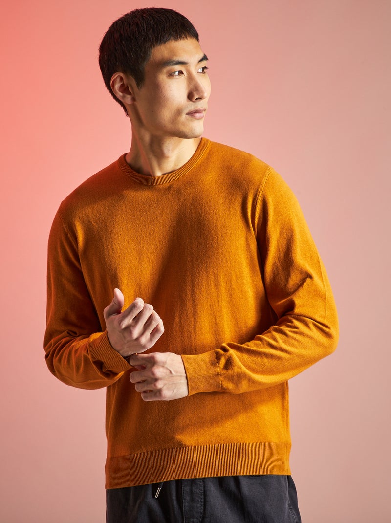 Pullover scollo tondo GIALLO - Kiabi