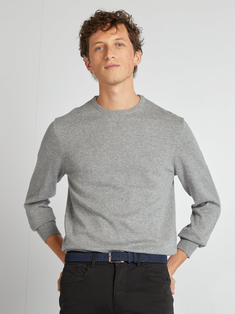 Pullover scollo tondo GRIGIO - Kiabi