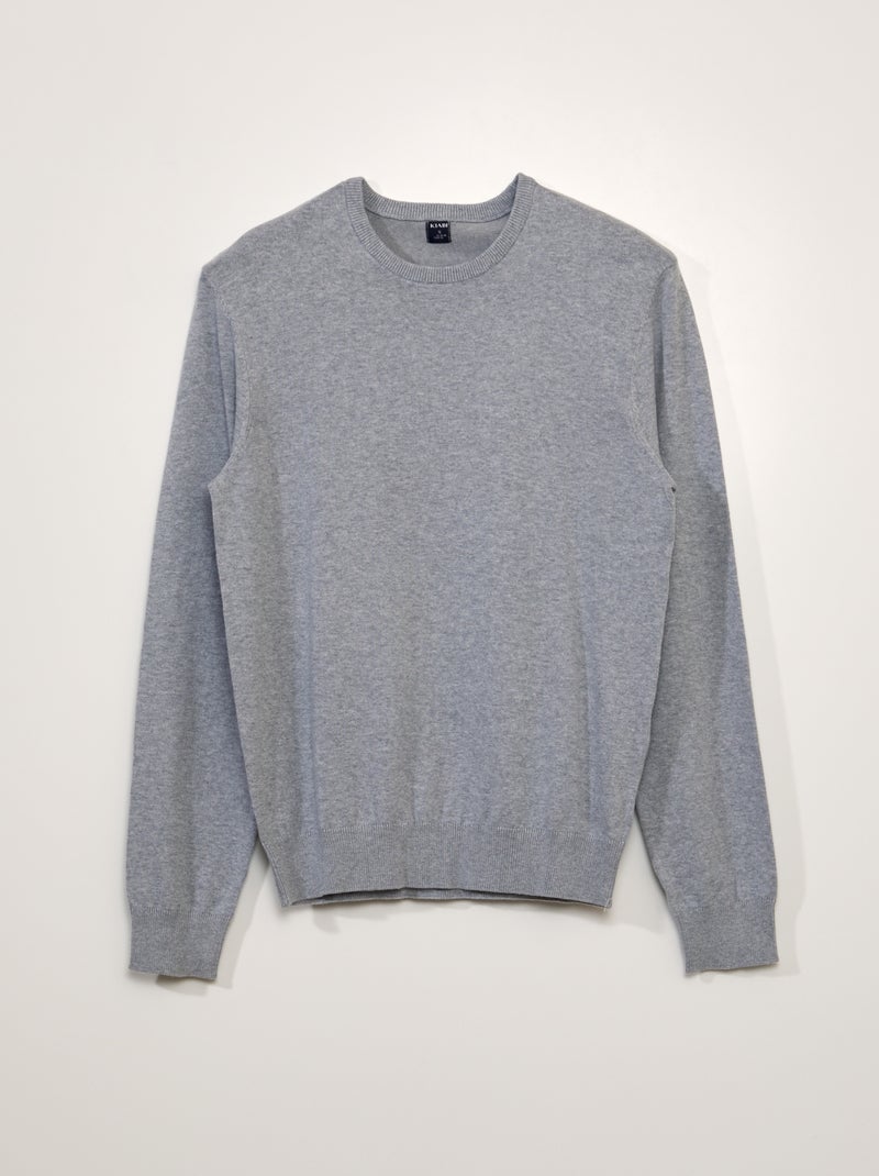 Pullover scollo tondo GRIGIO - Kiabi
