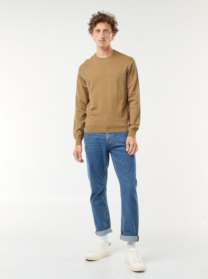 Pullover scollo tondo Marrone - Kiabi