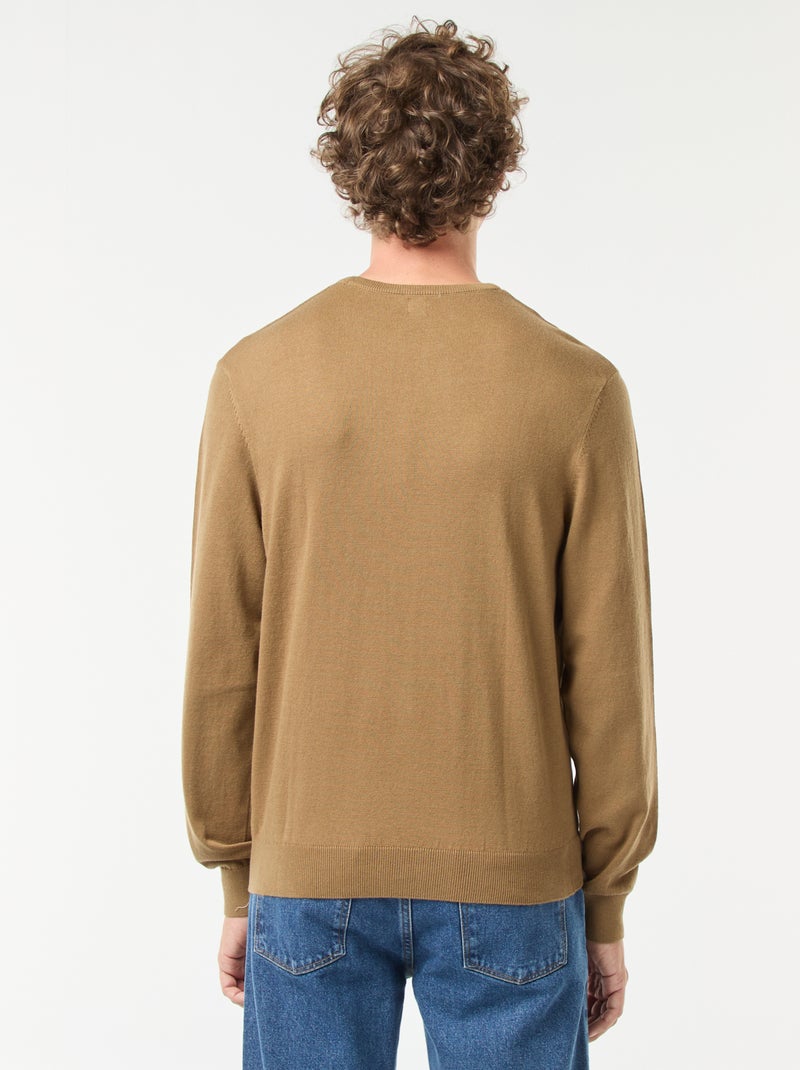 Pullover scollo tondo Marrone - Kiabi