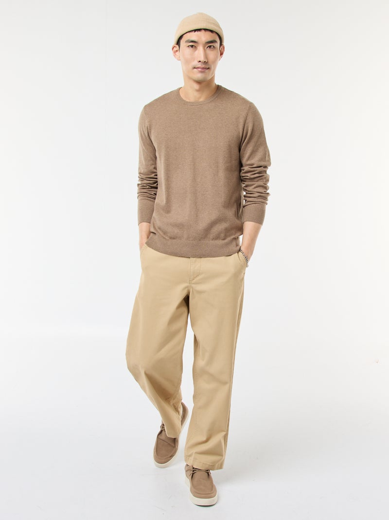 Pullover scollo tondo Marrone - Kiabi