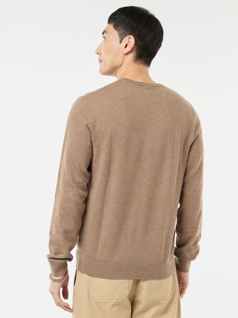 Pullover scollo tondo Marrone - Kiabi