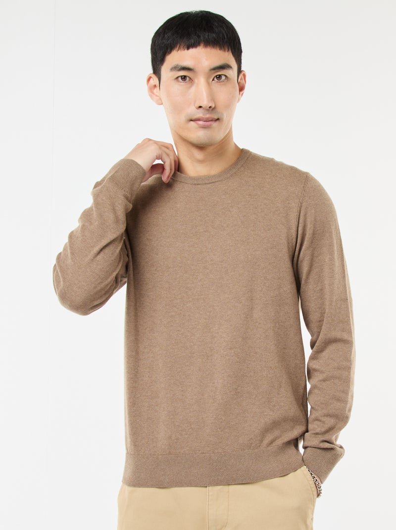 Pullover scollo tondo Marrone - Kiabi
