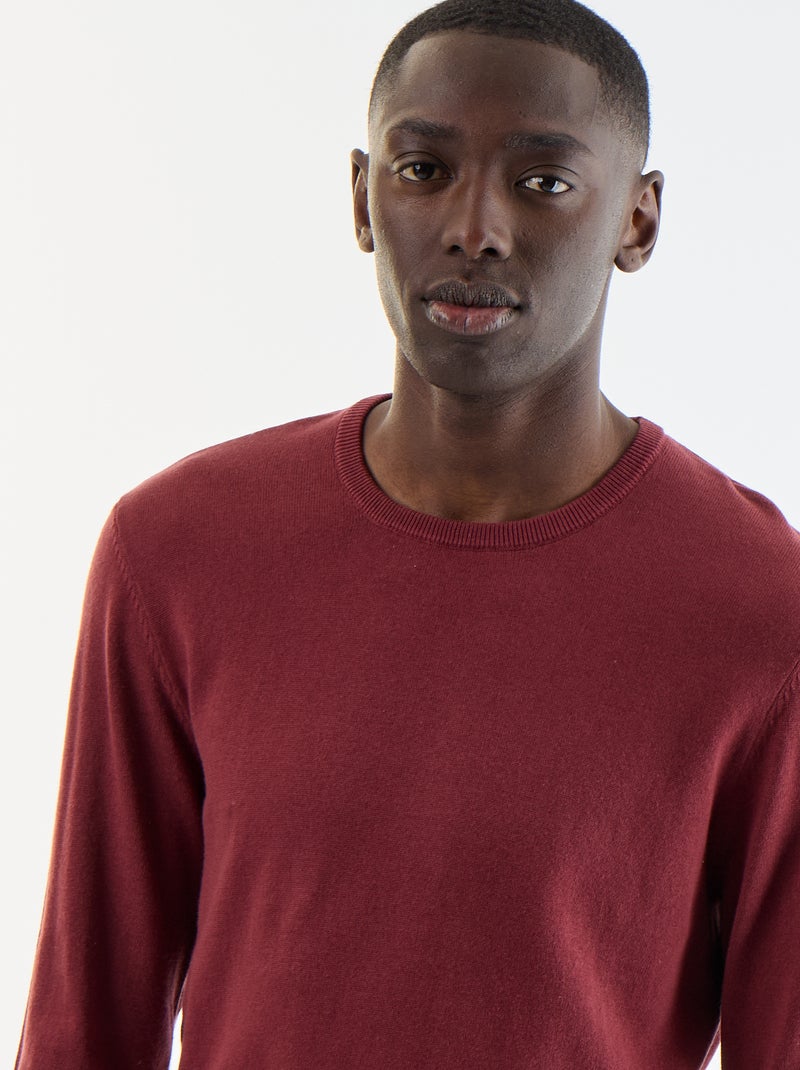 Pullover scollo tondo Rosso - Kiabi