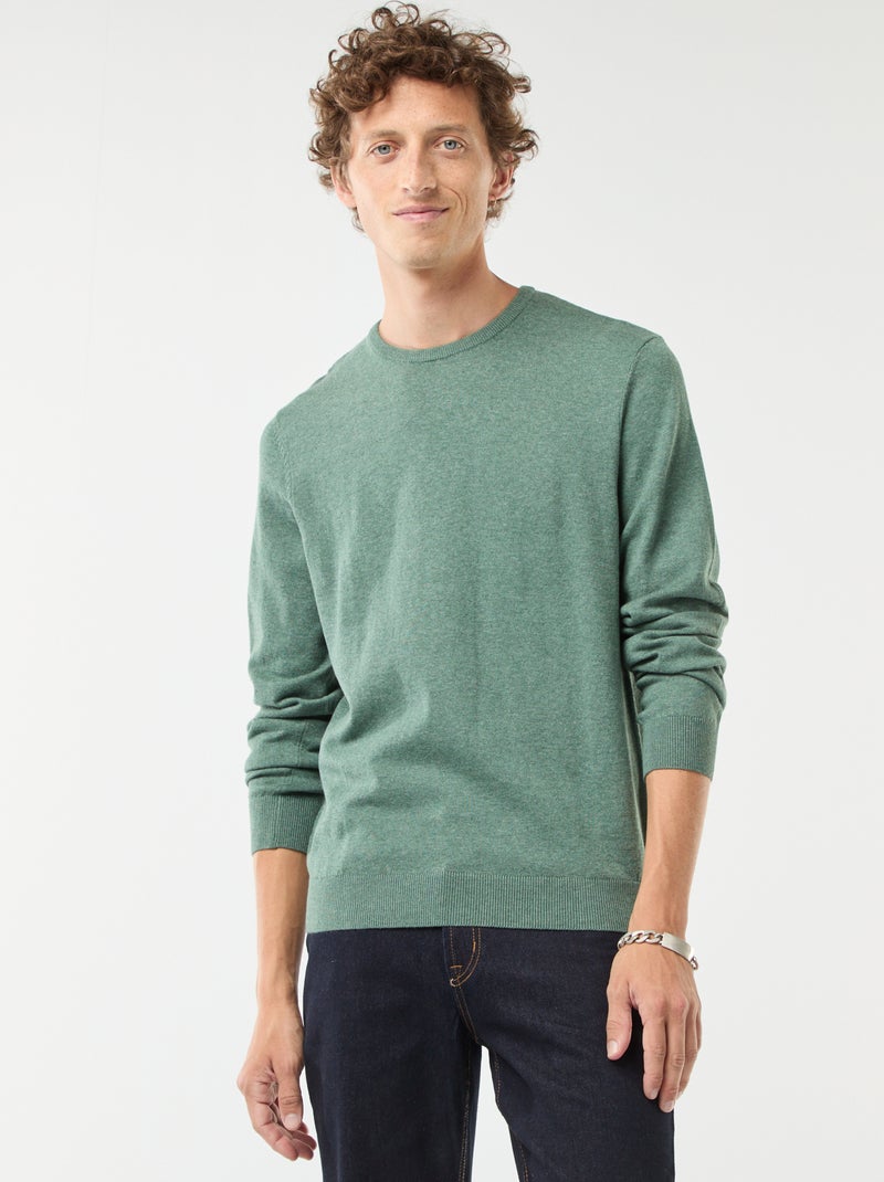 Pullover scollo tondo Verde - Kiabi