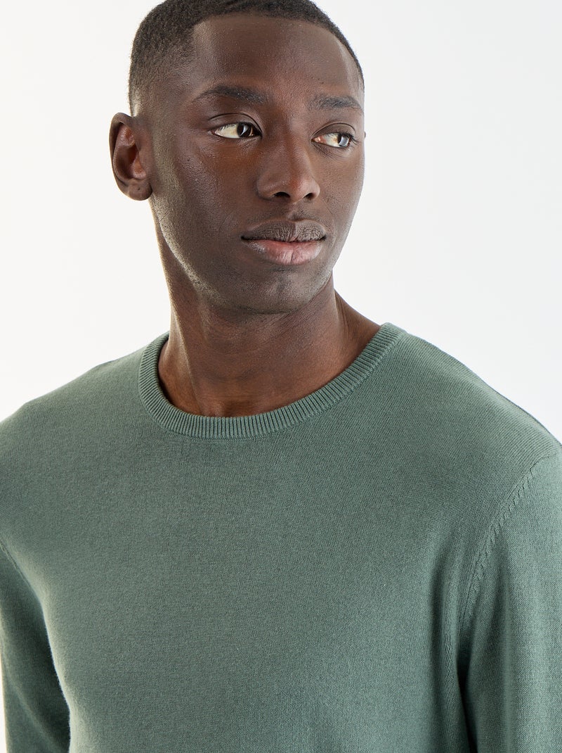 Pullover scollo tondo Verde - Kiabi