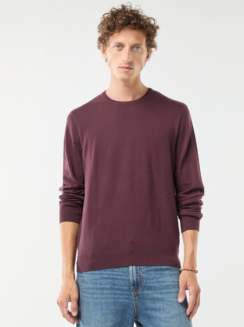 Pullover scollo tondo Viola - Kiabi