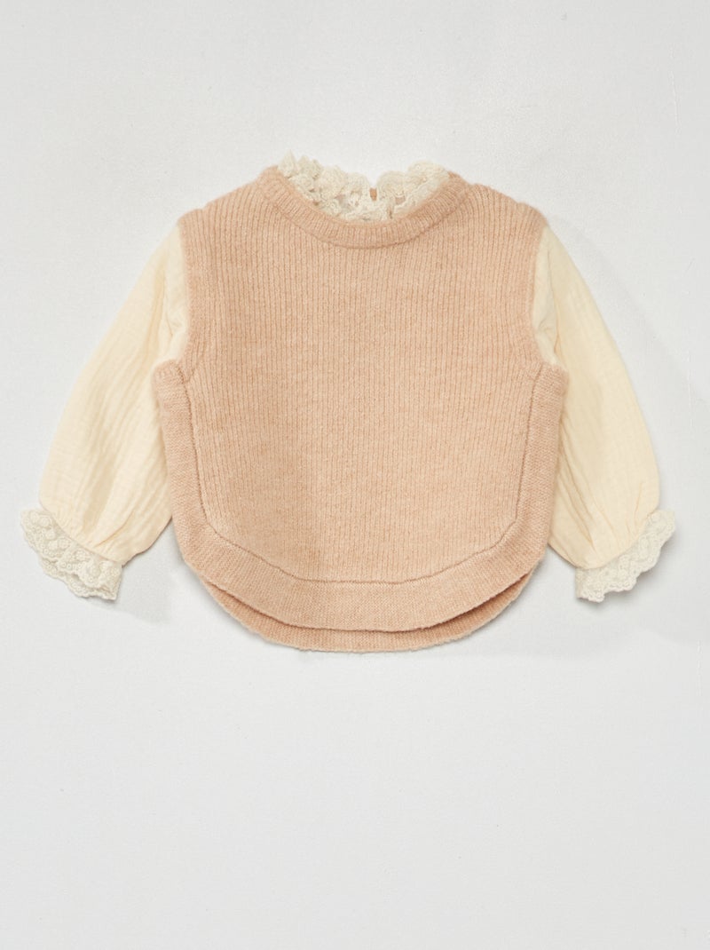 Pullover senza maniche + blusa integrata BEIGE - Kiabi