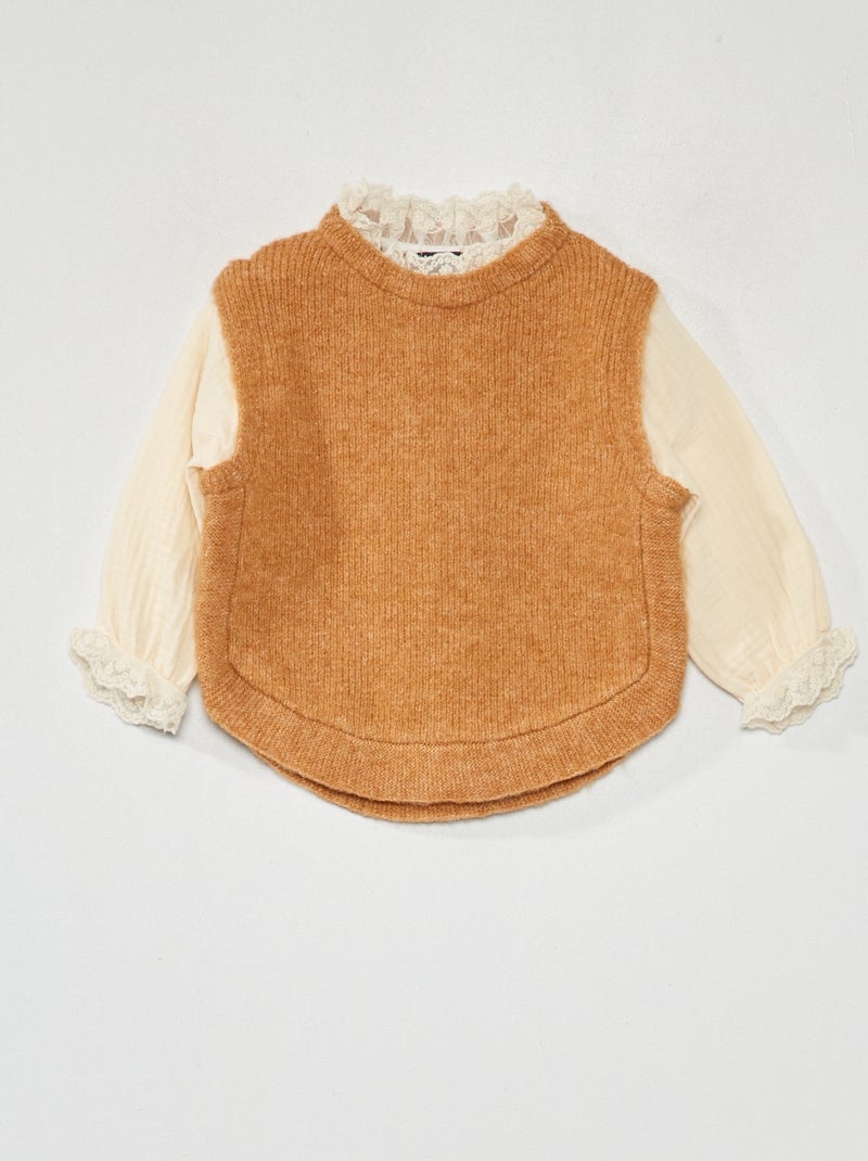 Pullover senza maniche + blusa integrata GIALLO - Kiabi