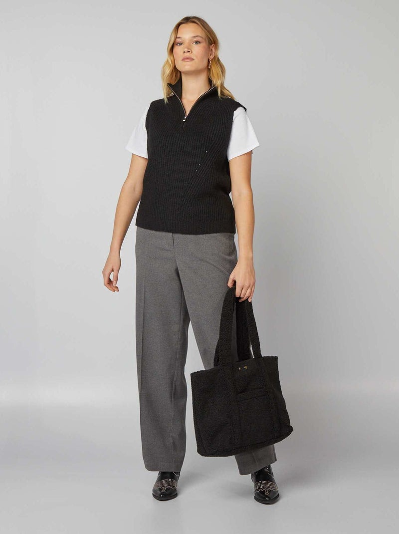 Pullover senza maniche con collo con zip nero - Kiabi