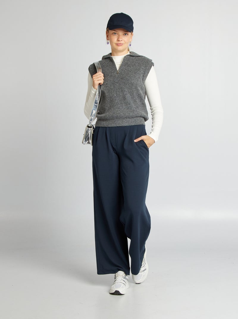 Pullover senza maniche con e collo con zip GRIGIO - Kiabi