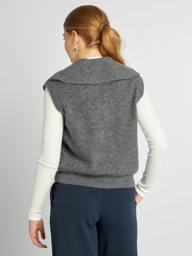 Pullover senza maniche con e collo con zip GRIGIO - Kiabi
