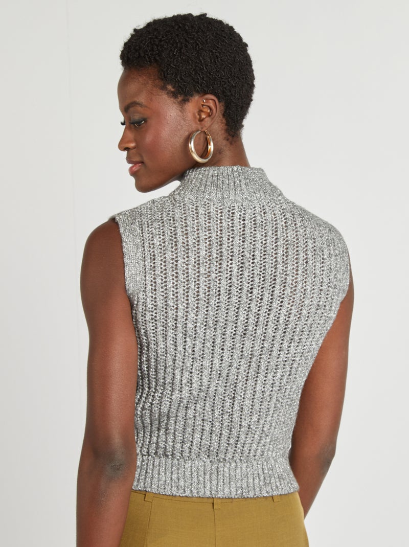 Pullover senza maniche con fili lucidi GRIGIO - Kiabi