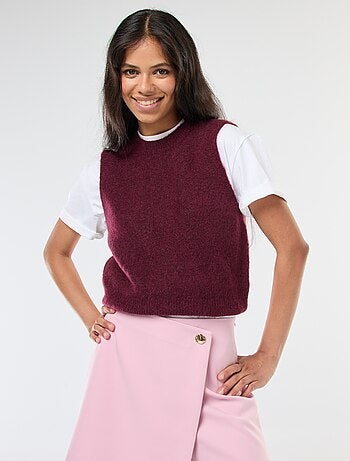 Pullover senza maniche in lana e mohair misto